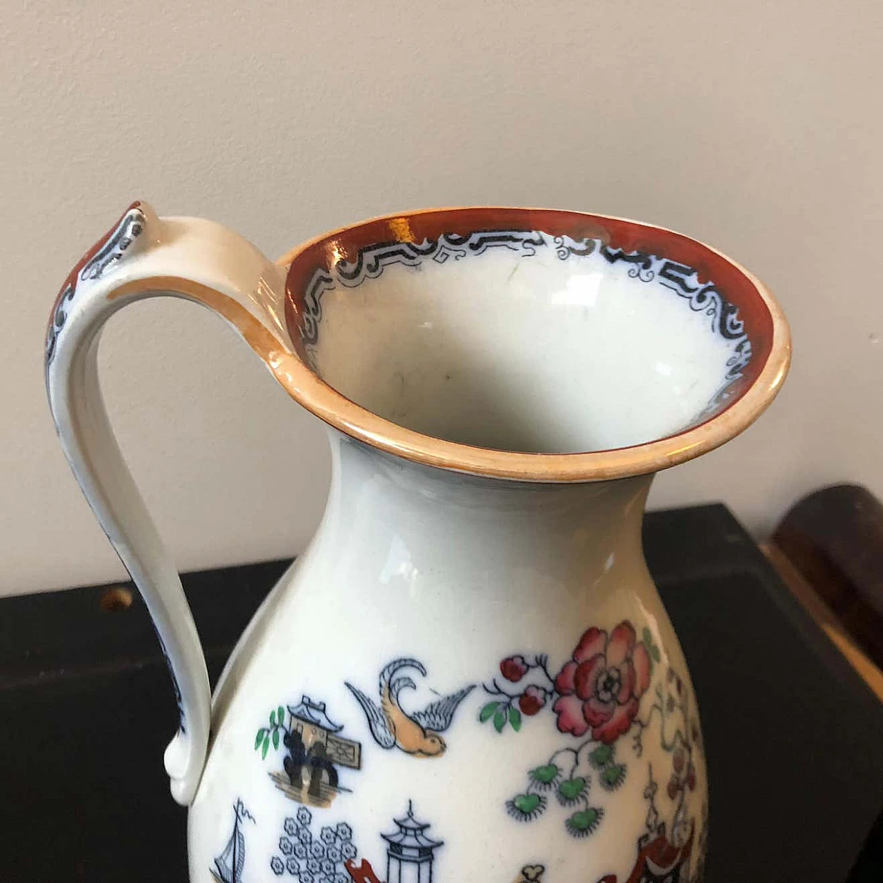 Victorian jug with oriental decor in ceramic, 19th century 1343477