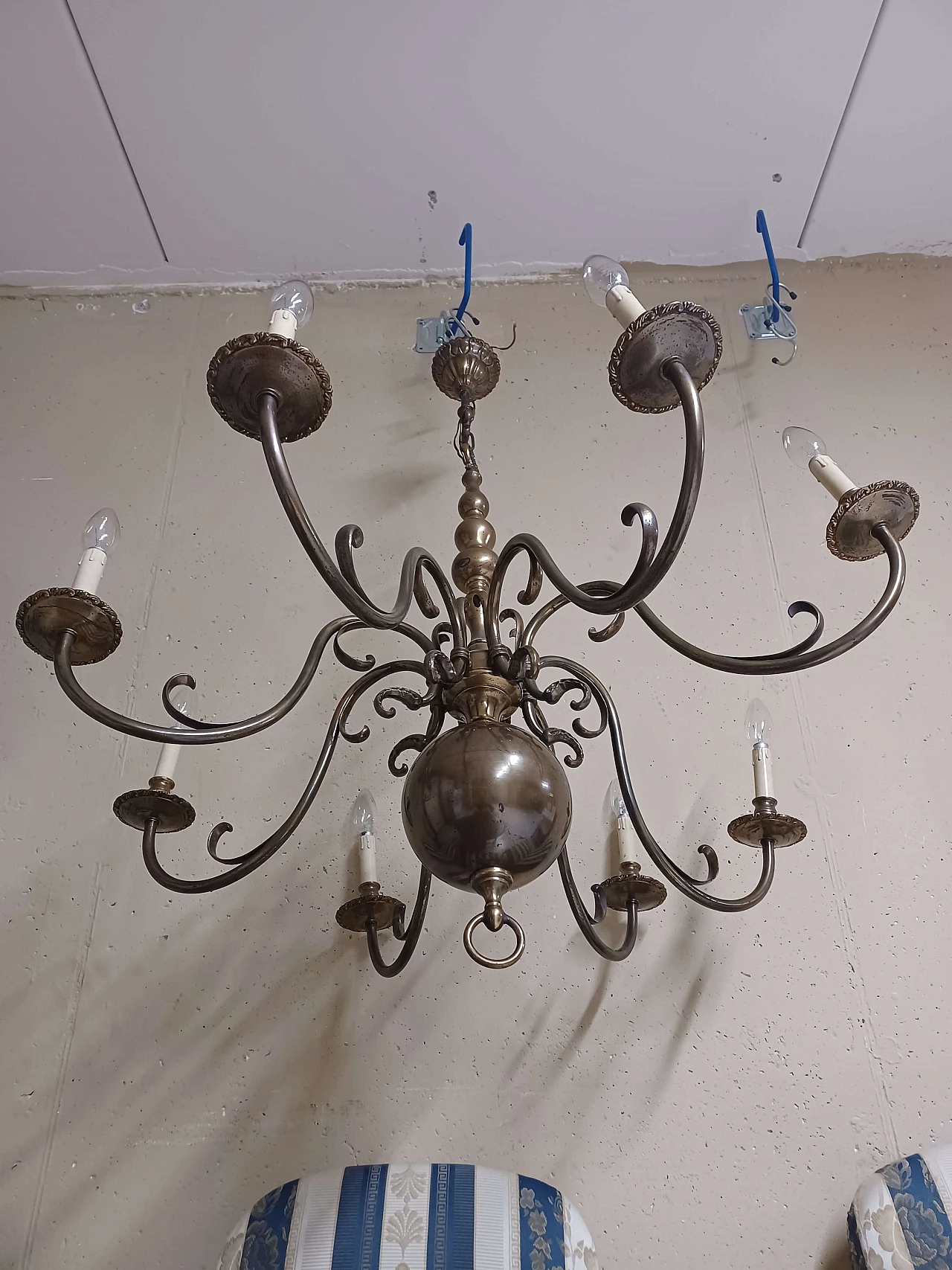 3 Bronze and brass chandeliers, 1950s 1343502