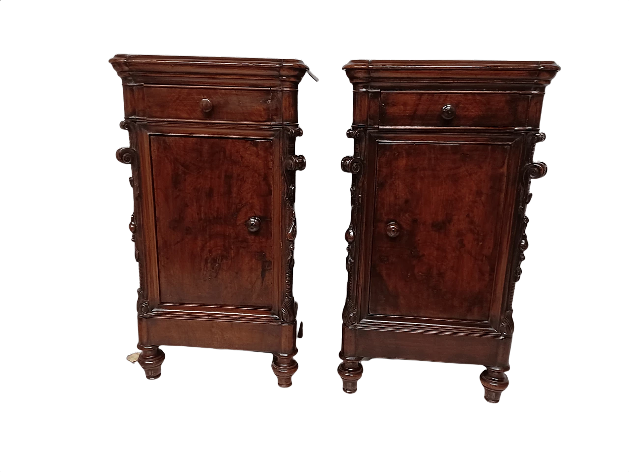 Pair of walnut bedside tables, late 19th century 1344131