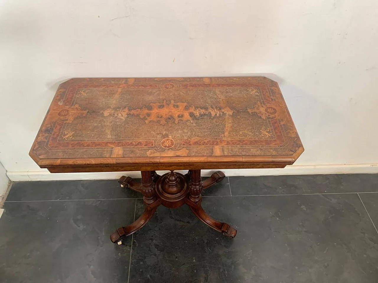 English Regency gaming table in mahogany inlaid on briarwood, 19th century 1344193