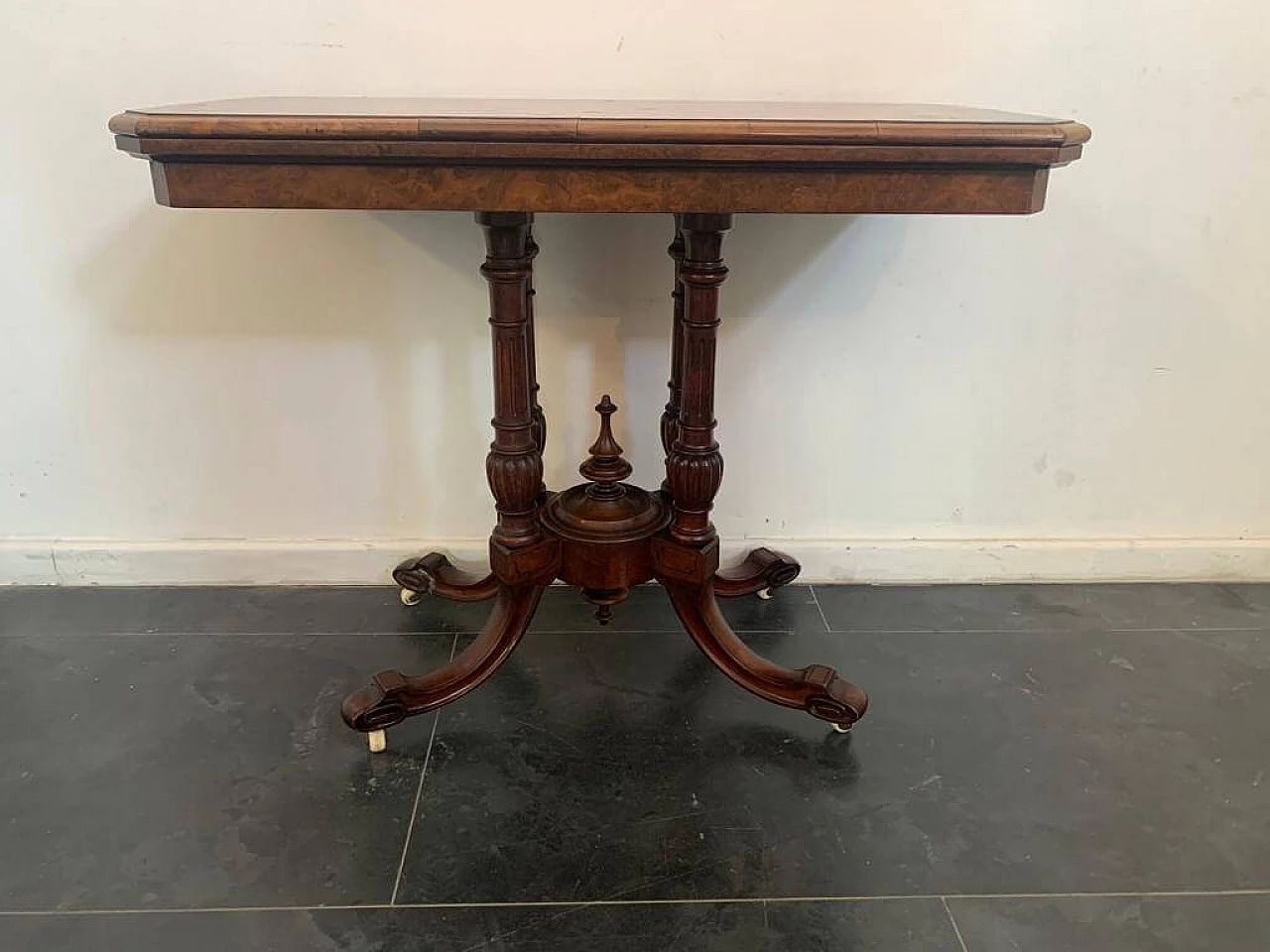 English Regency gaming table in mahogany inlaid on briarwood, 19th century 1344200