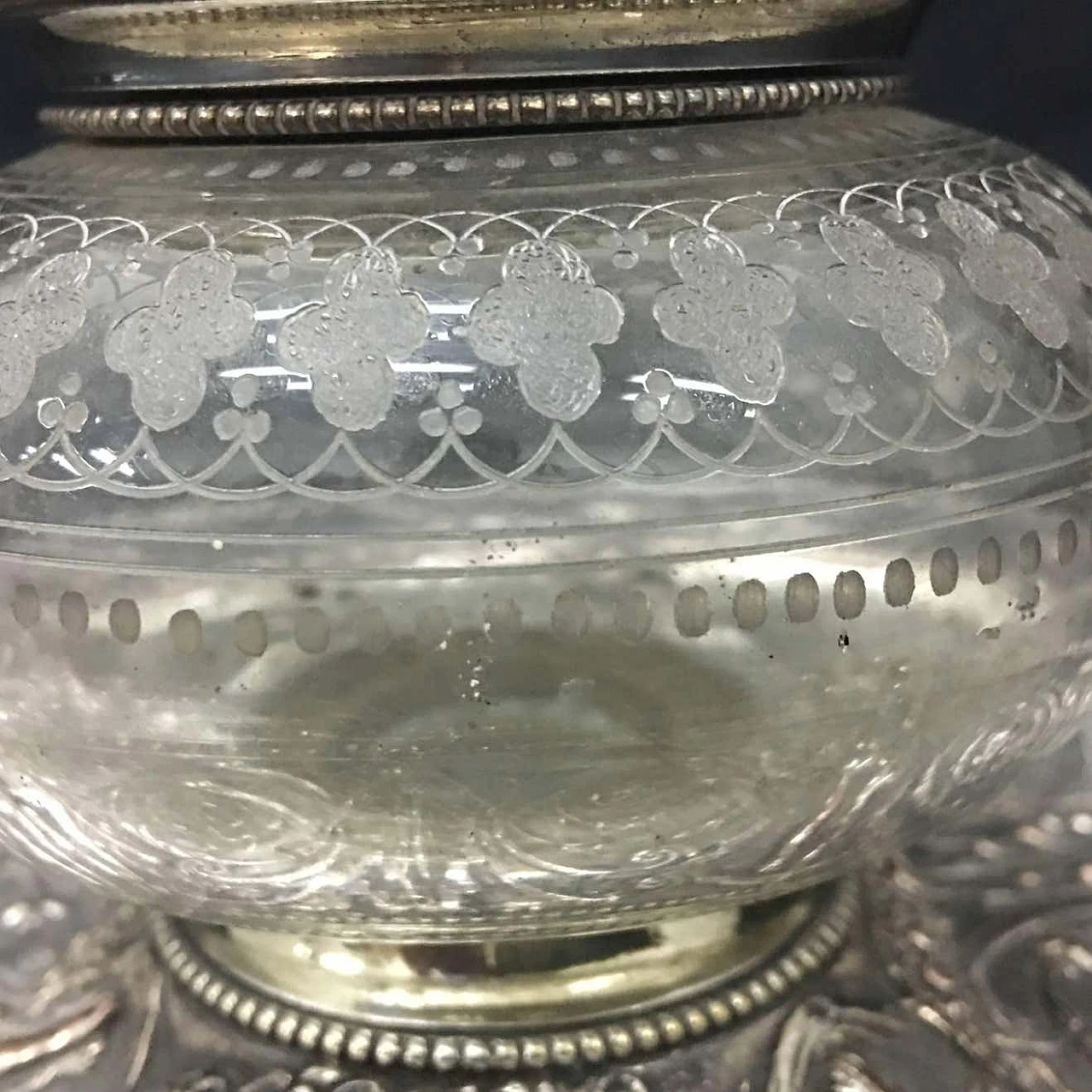 Victorian inkstand in silver plated and crystal by T. Elkington, 19th century 1344239