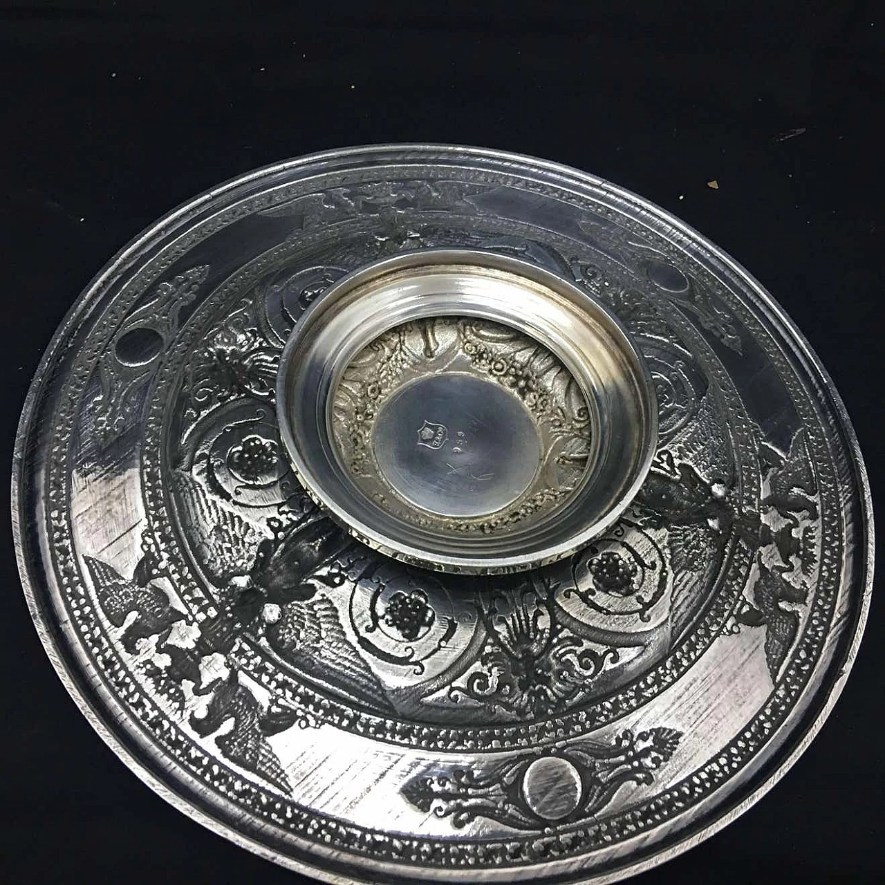 Victorian inkstand in silver plated and crystal by T. Elkington, 19th century 1344244