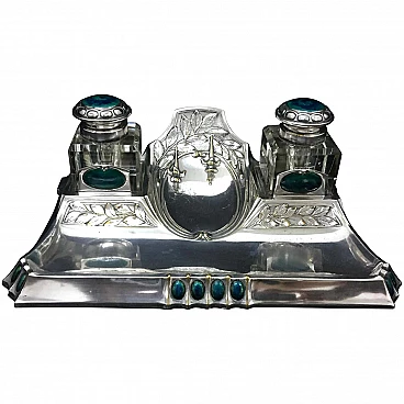 Art Nouveau inkwell in silver plated, 10s