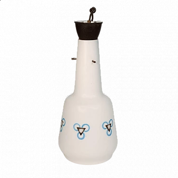 Chandelier in white frosted glass with geometric decorations, 70s