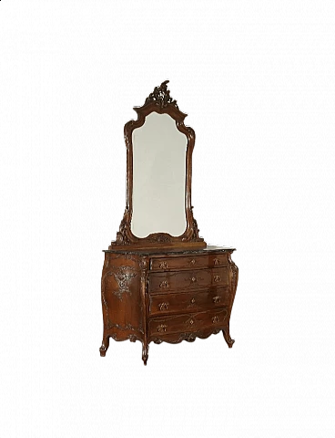 Chest of drawers with mirror in Barocchetto style, early 20th century