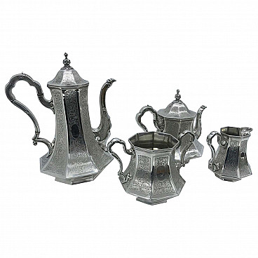 Servizio da tè Art Nouveau in argento placcato inciso di Skinner & Co, '800