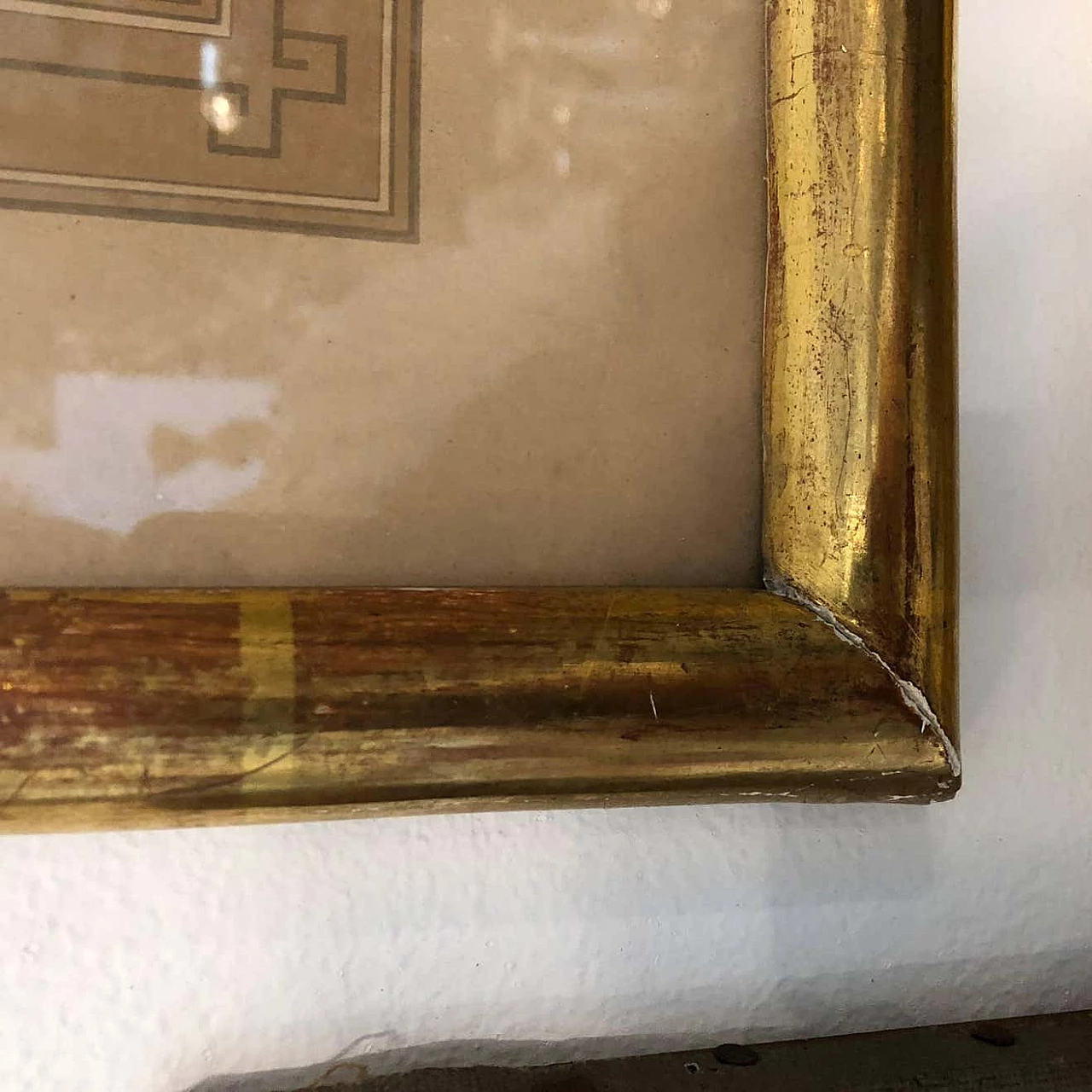 Pair of Neapolitan hand-painted gouaches with gilded wood frames, 1878 1344415