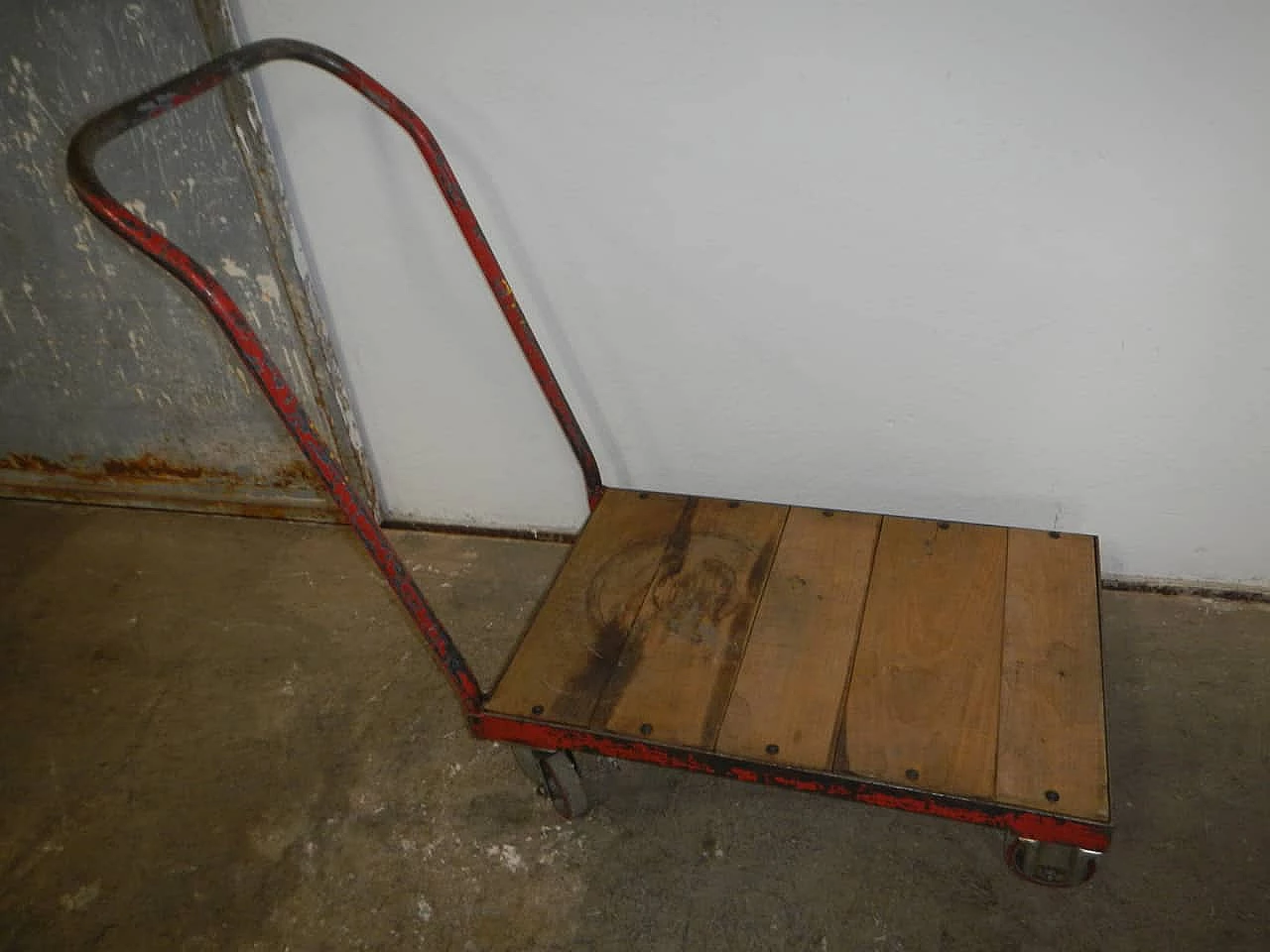 Industrial trolley with oak top, 1960s 1344438