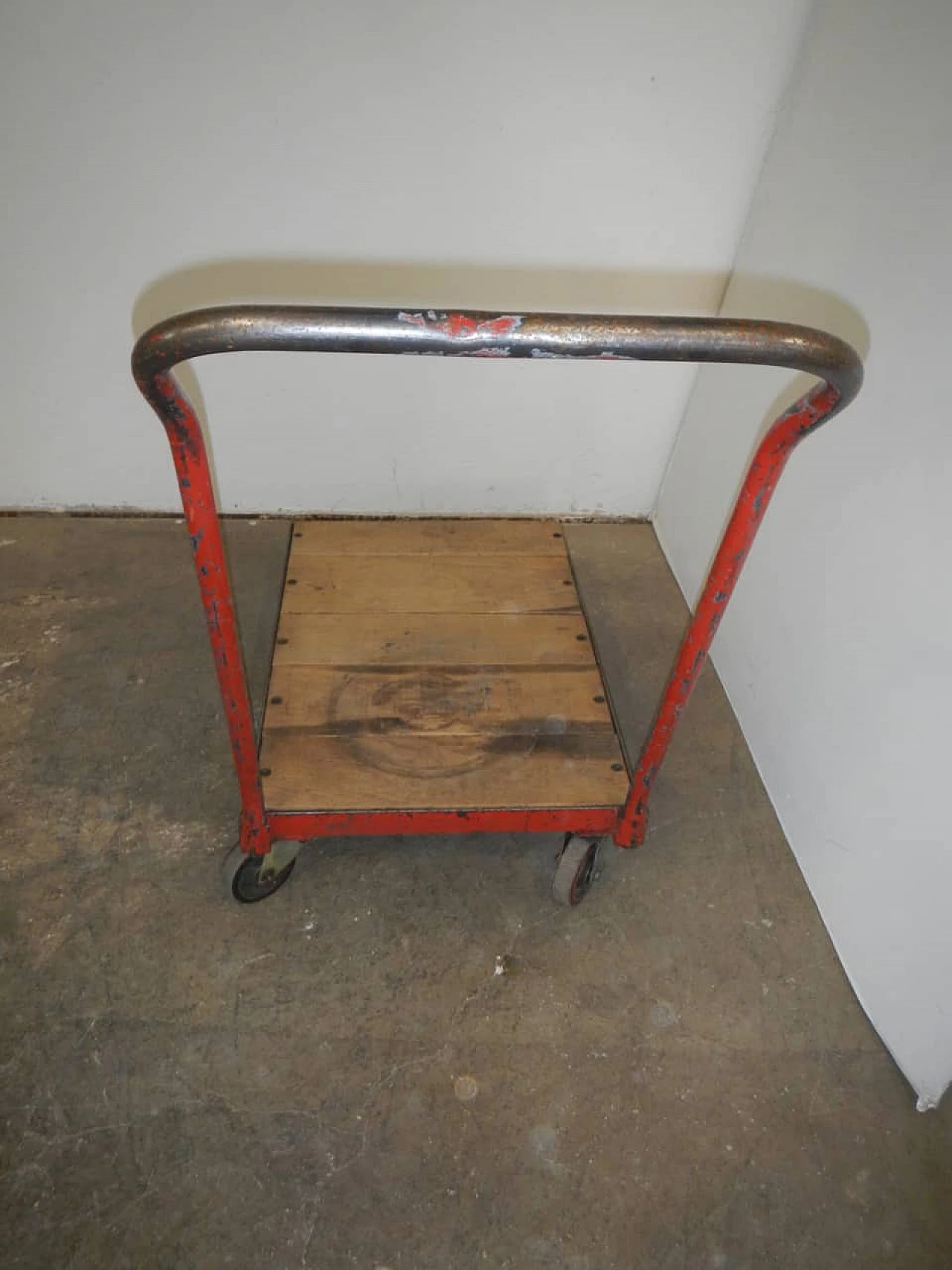 Industrial trolley with oak top, 1960s 1344440