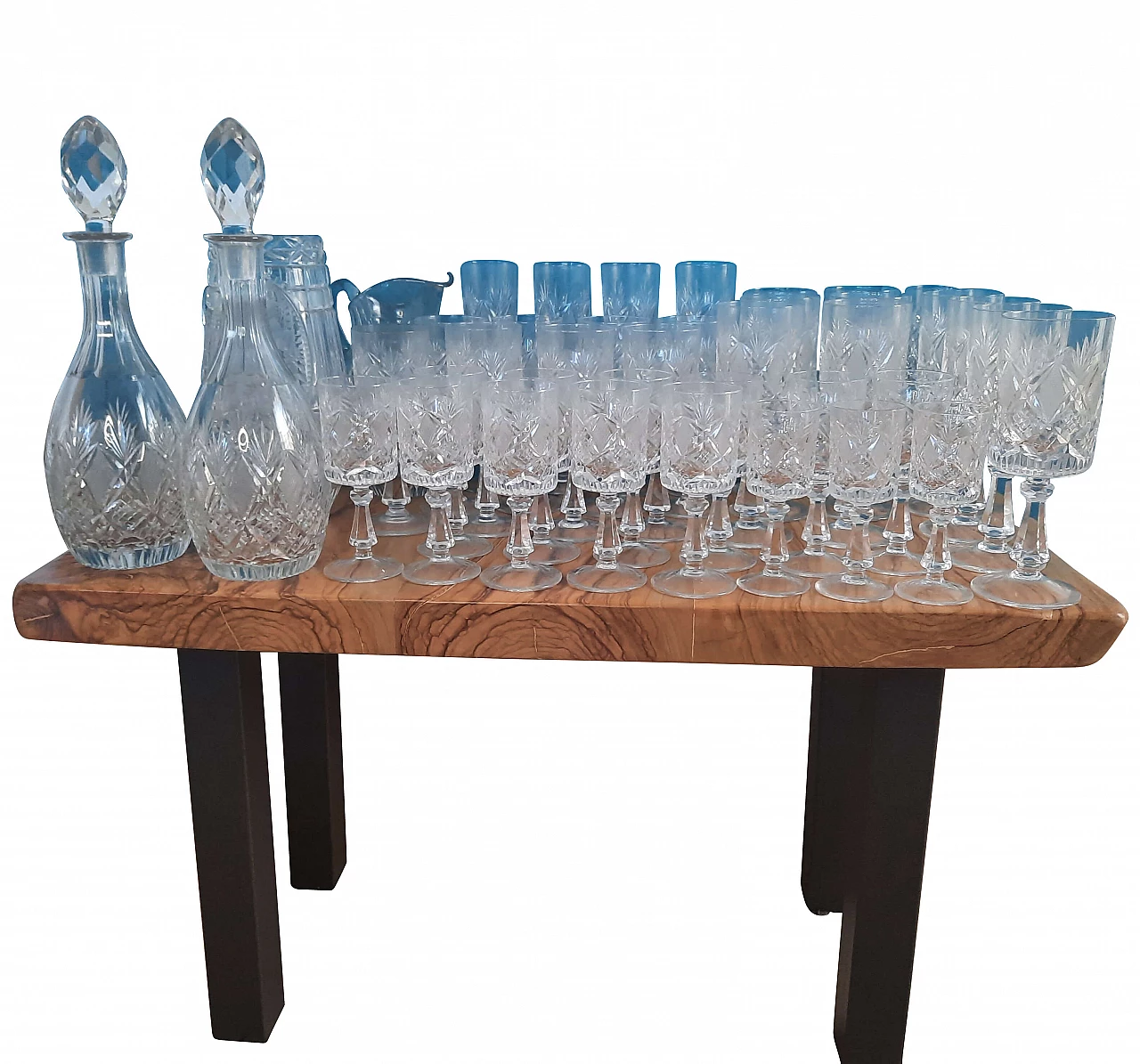 Servizio di bicchieri e brocche in cristallo, anni '60 1344577