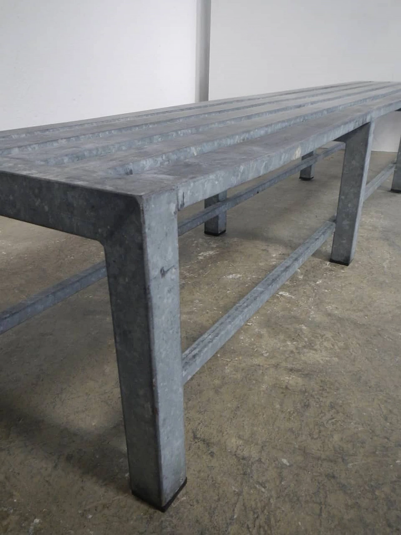 Galvanised metal bench, 1970s 1345037