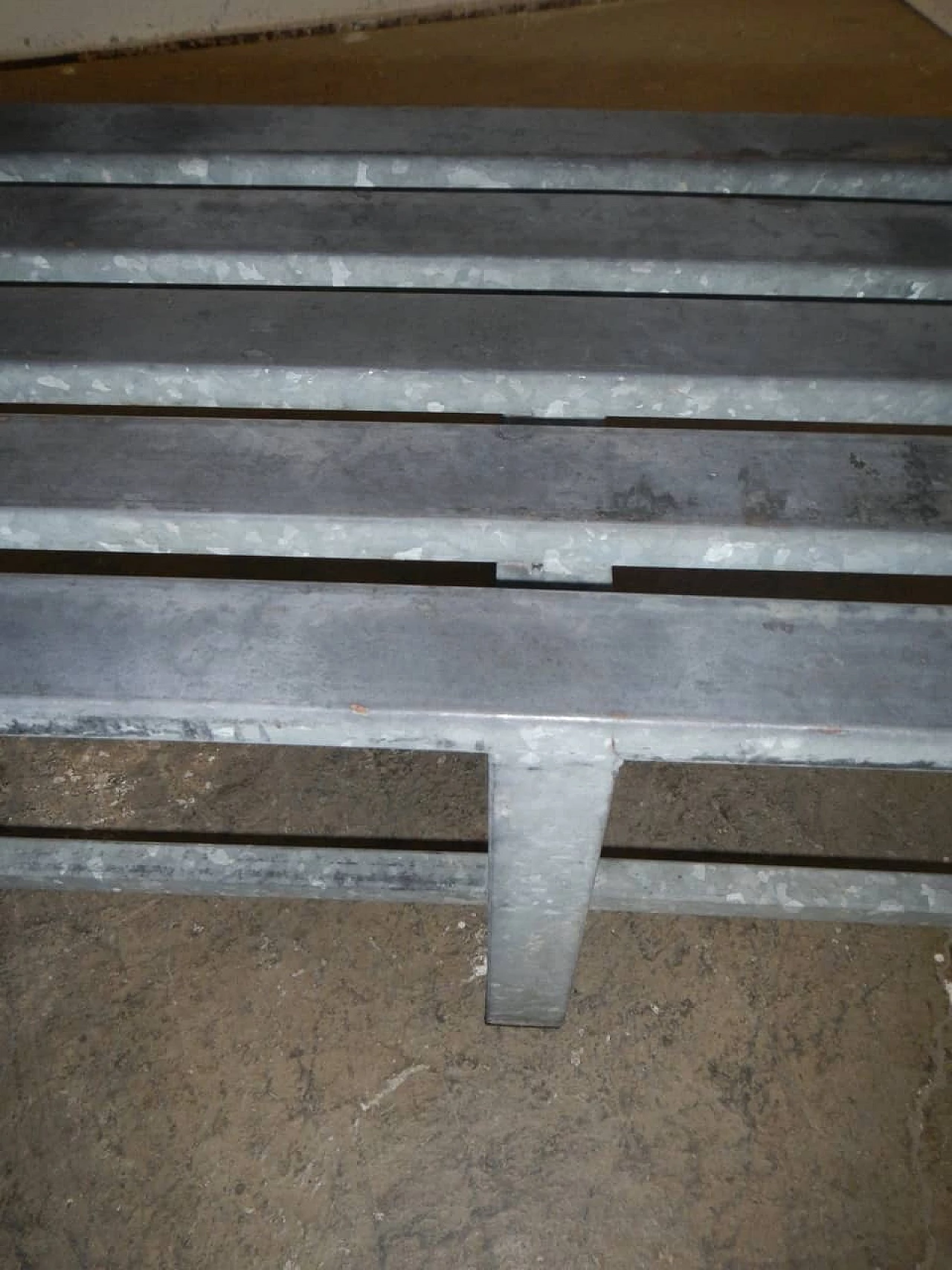 Galvanised metal bench, 1970s 1345041