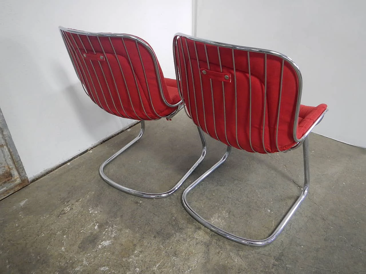 Coppia di sedie cromate in metallo, anni '70 1345551