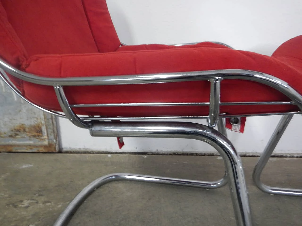Coppia di sedie cromate in metallo, anni '70 1345560