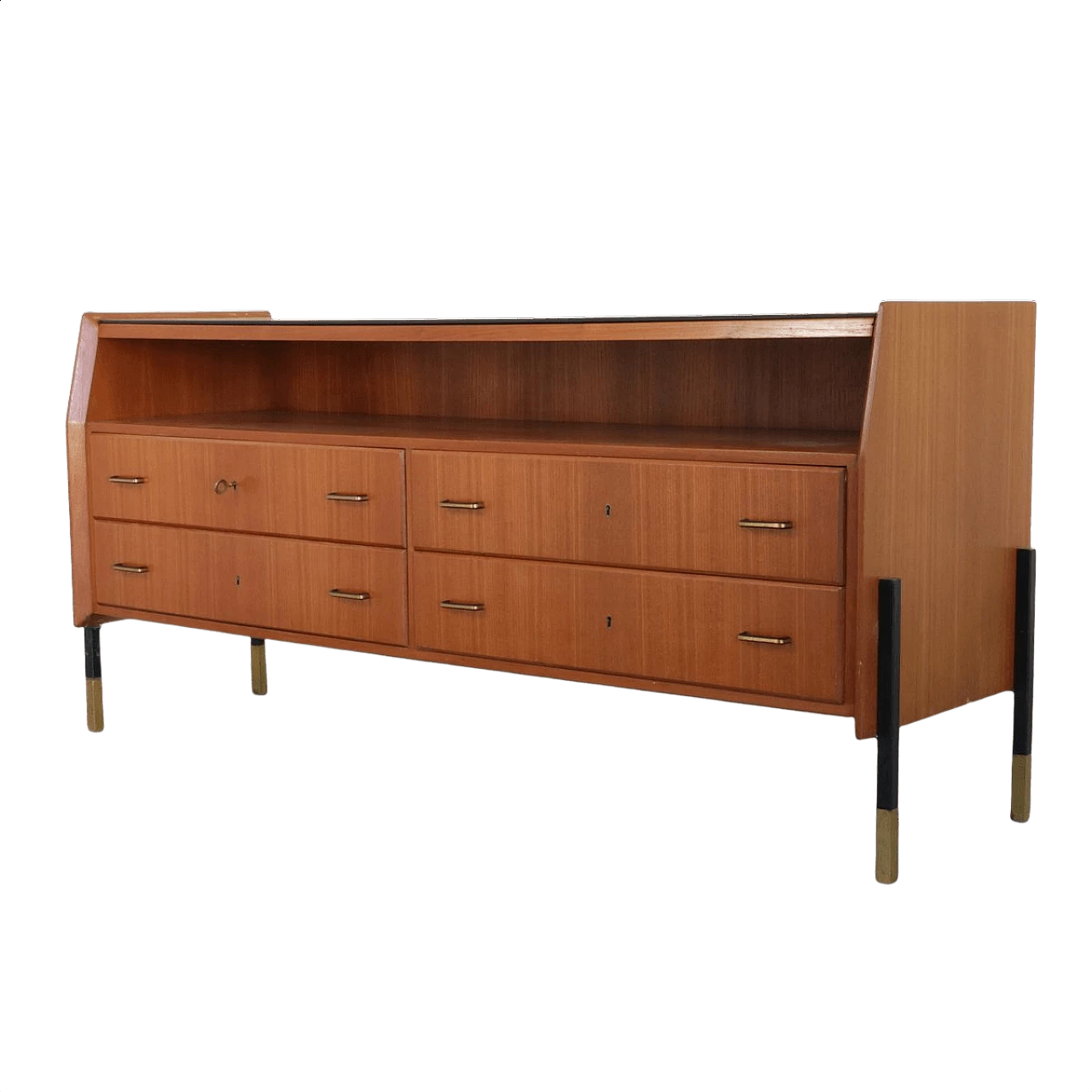 Sideboard in teak and mirrored glass, 50s 1345918