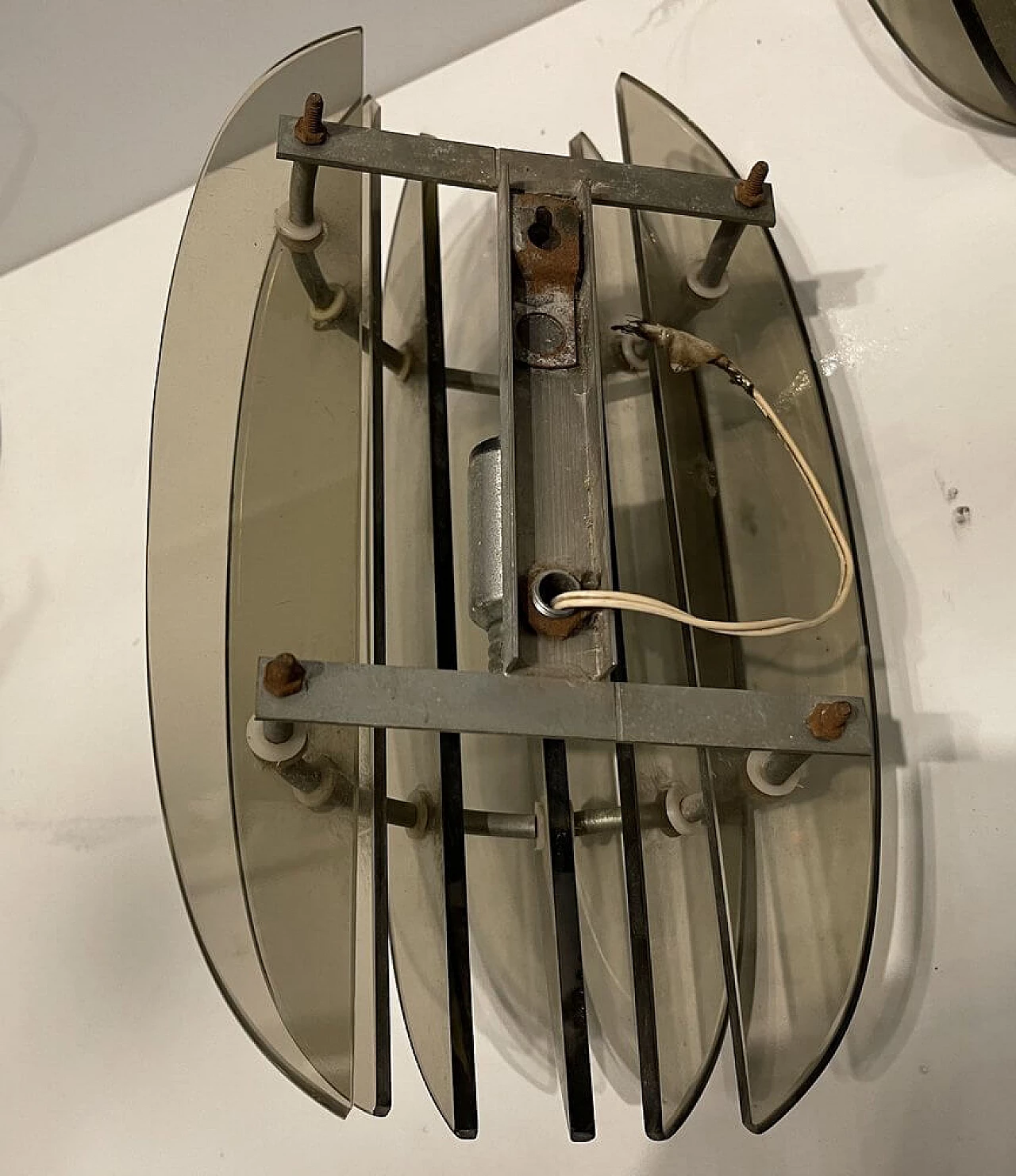 Pair of smoked glass wall lights by Veca, 1970s 1345930