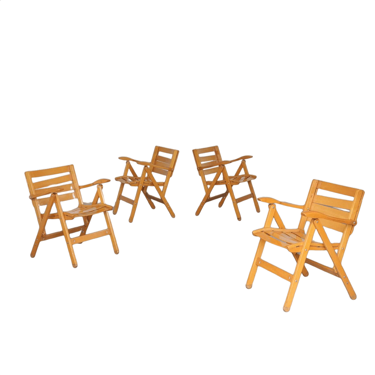 4 Folding chairs in beechwood by Fratelli Reguitti, 70s 1345971