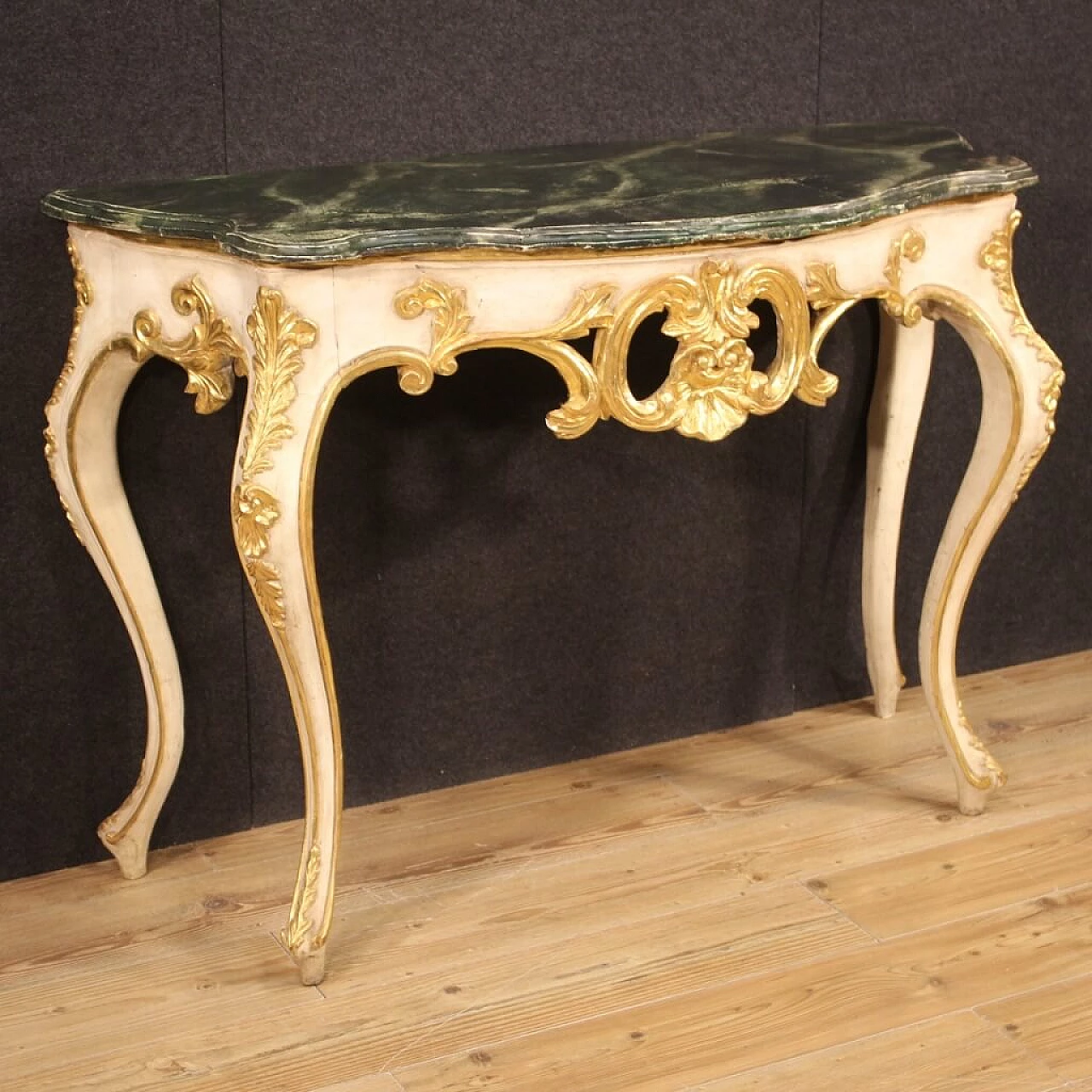 Lacquered and gilded wooden console table 1346031