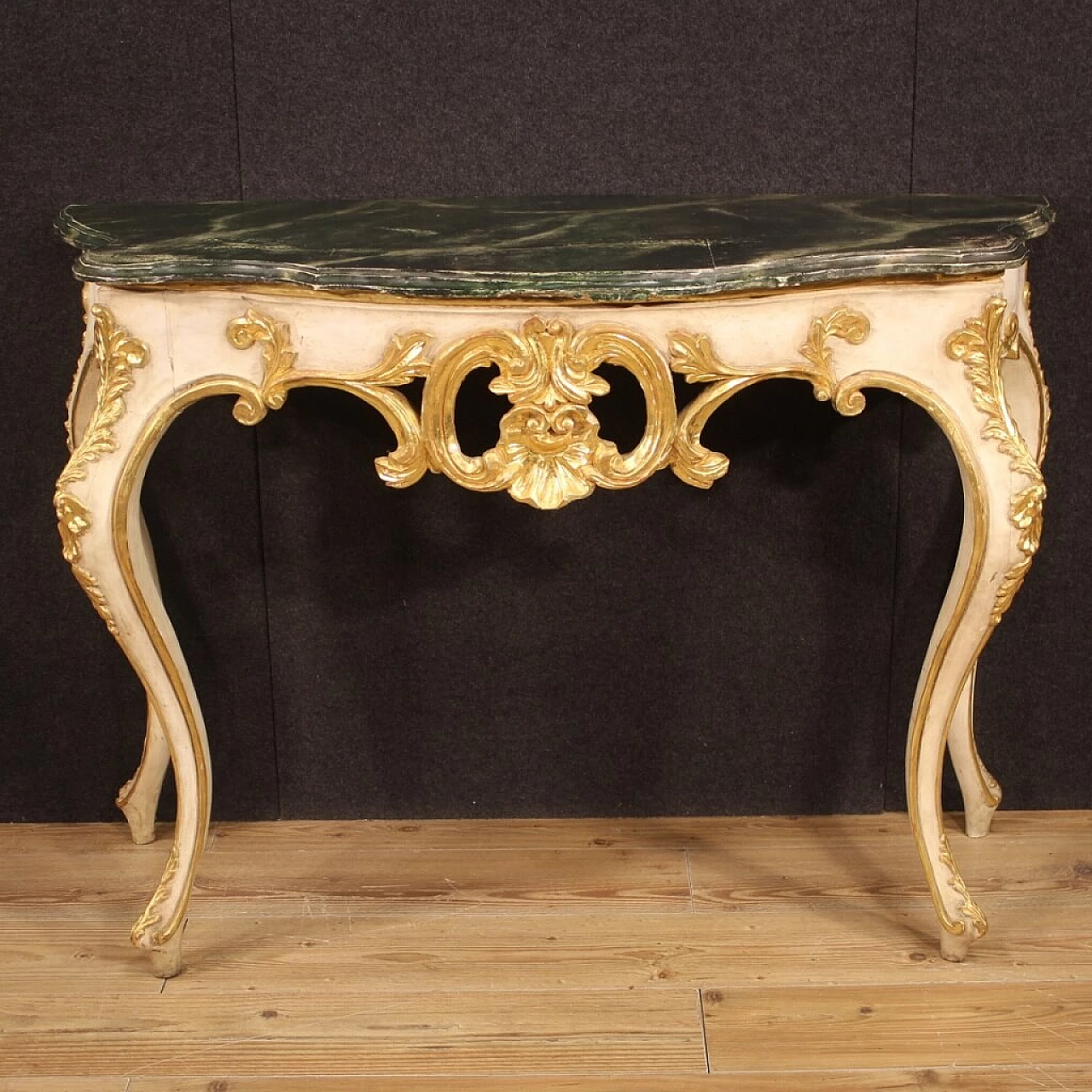 Lacquered and gilded wooden console table 1346032