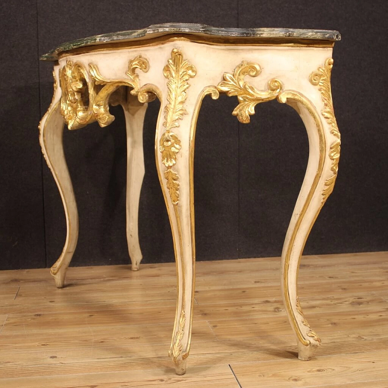 Lacquered and gilded wooden console table 1346033