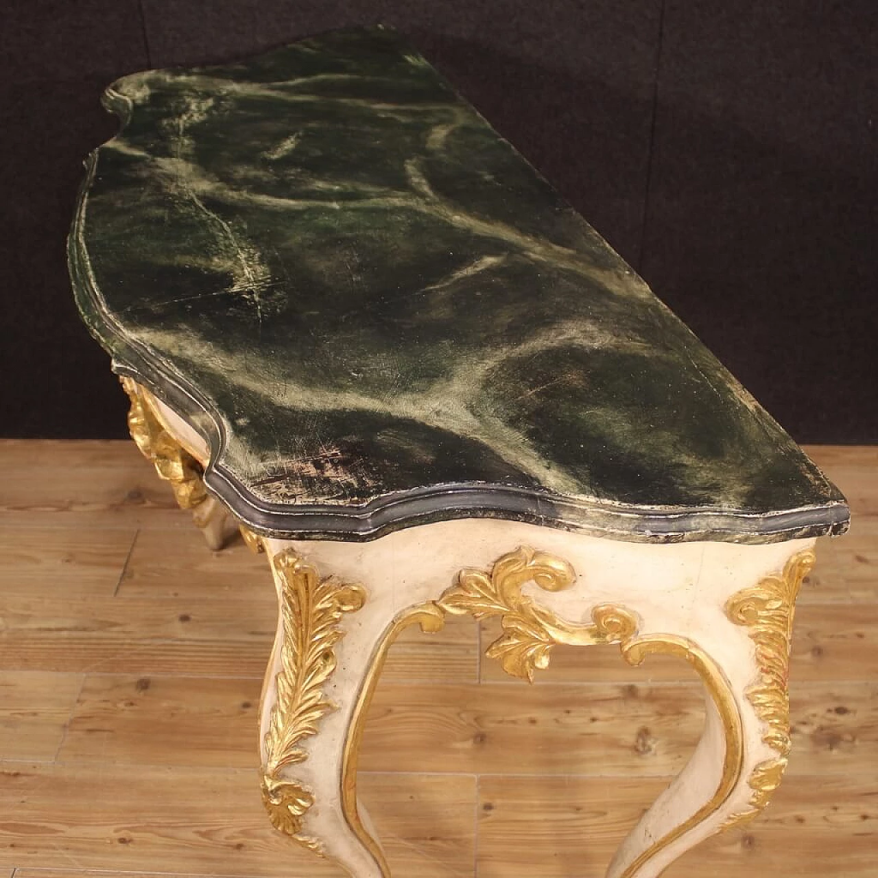 Lacquered and gilded wooden console table 1346034