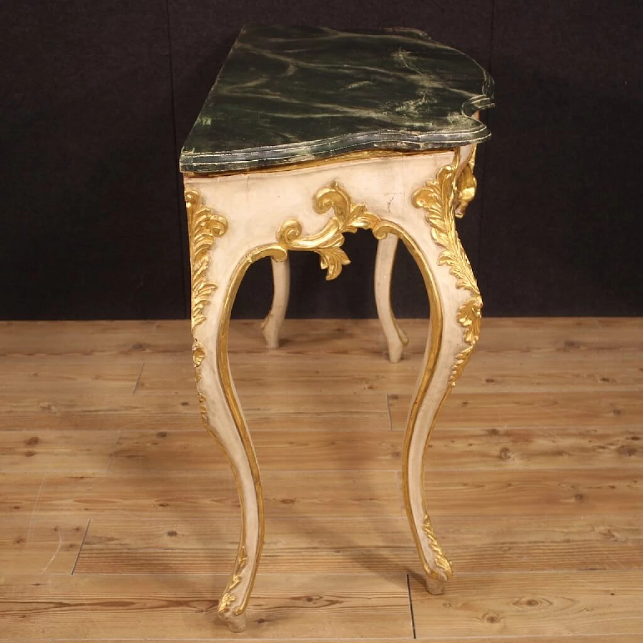 Lacquered and gilded wooden console table 1346038