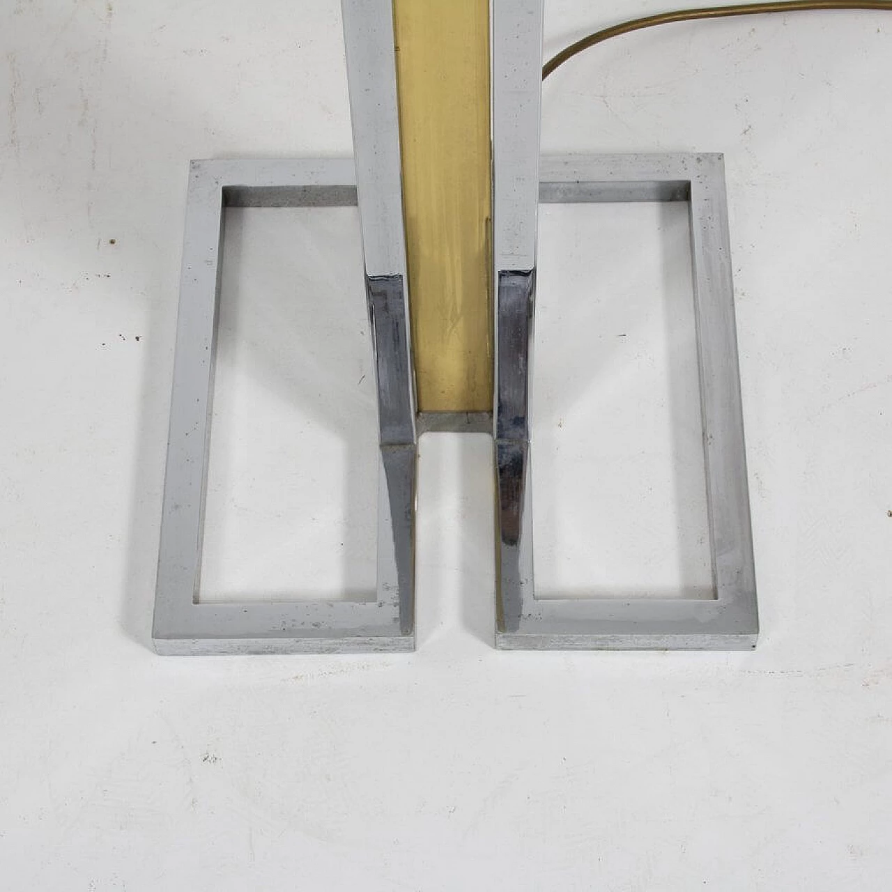 Floor lamp in chromed steel and polished brass by Romeo Rega, 70s 1346097