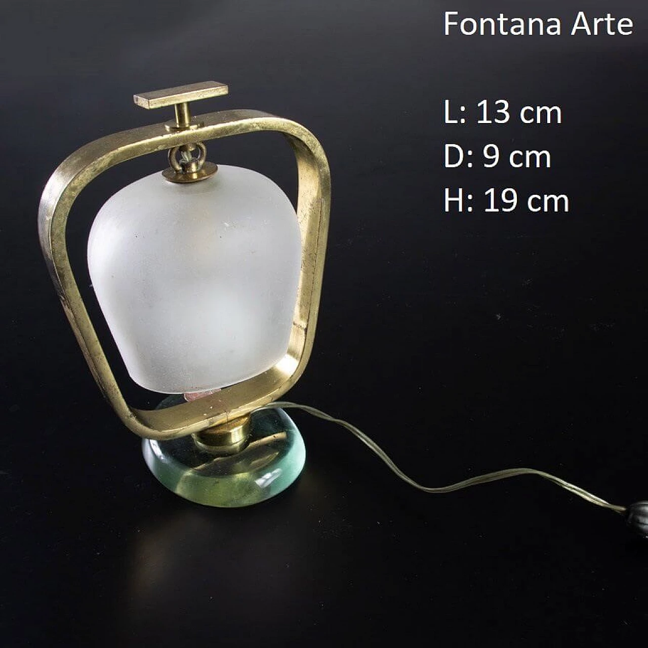 Table lamp in glass and brass by Fontana Arte, 30s 1346174