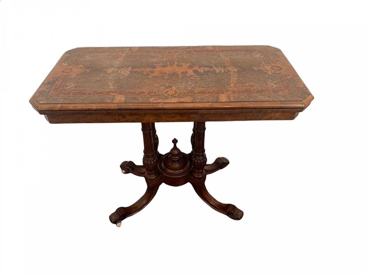 English Regency gaming table in mahogany inlaid on briarwood, 19th century 1346234