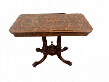English Regency gaming table in mahogany inlaid on briarwood, 19th century