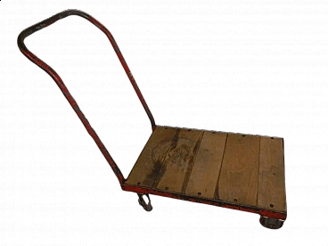 Industrial trolley with oak top, 1960s