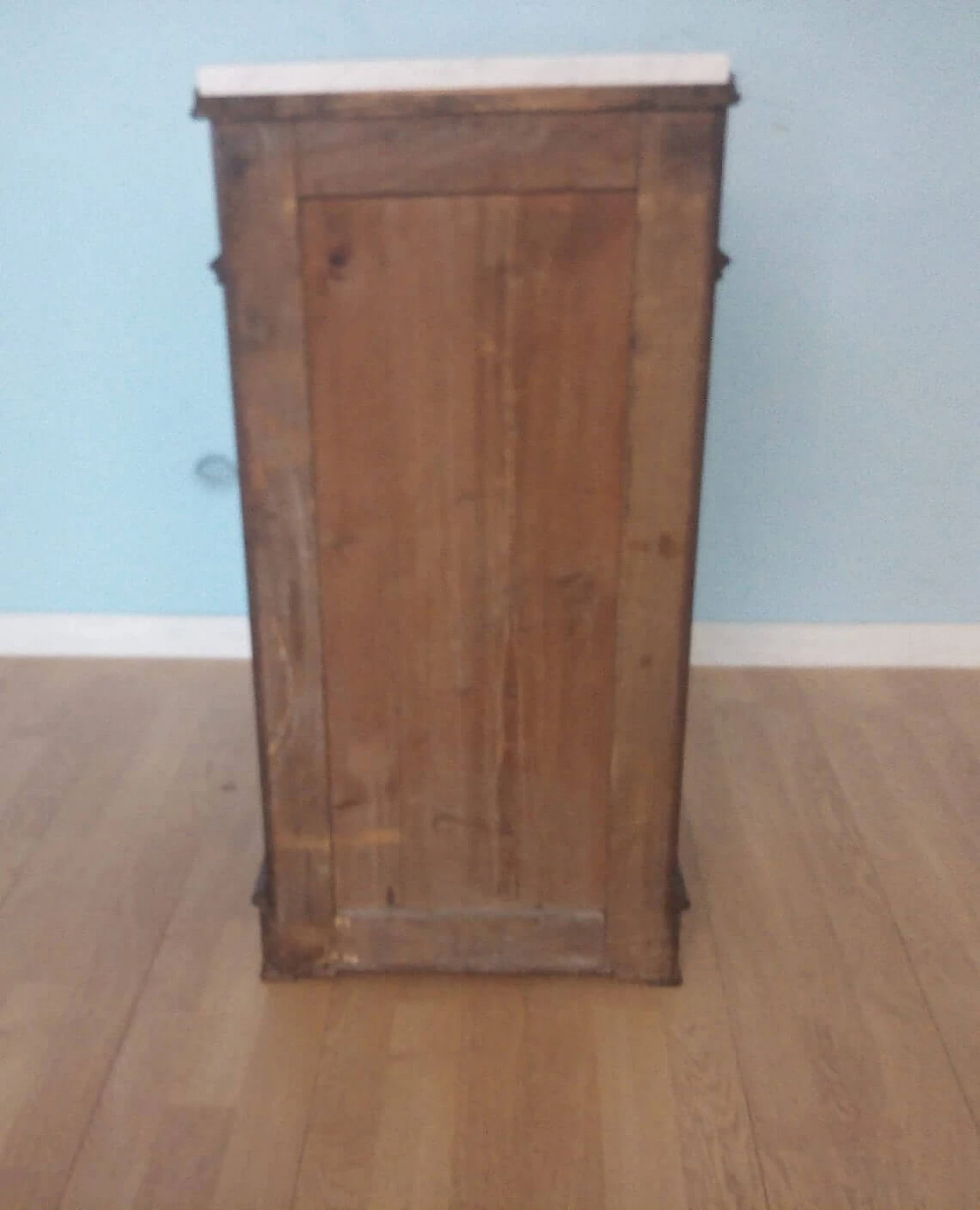 Wooden bedside table with white Carrara marble top, 19th century 1346368