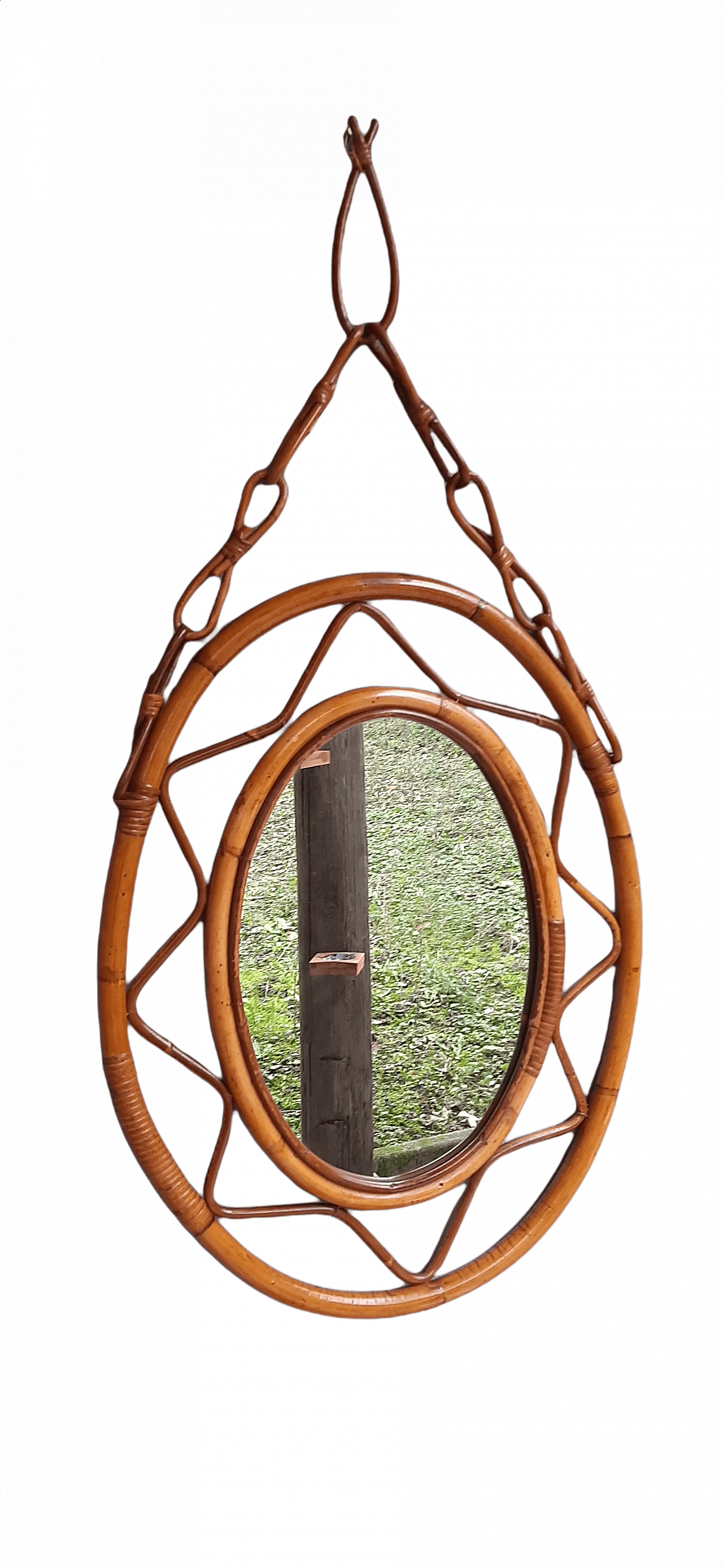 Mirror in bamboo and wicker, 1950s 1346378