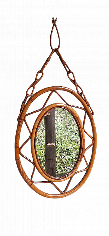 Mirror in bamboo and wicker, 1950s