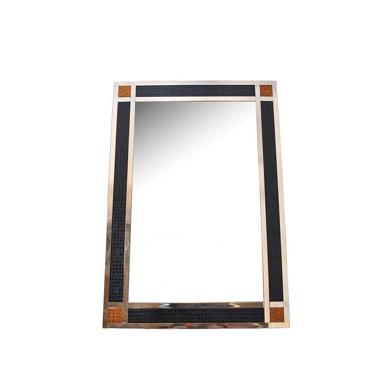 Mirror with brass and straw frame, 60s 1346392