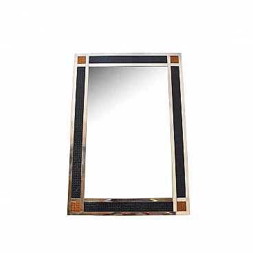 Mirror with brass and straw frame, 60s
