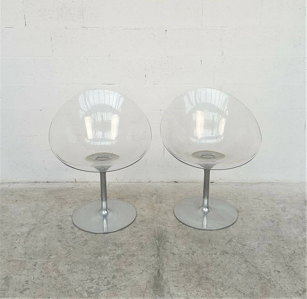Coppia di sedie girevoli Eros in alluminio e policarbonato di Philippe Starck per Kartell, anni '90 1346854