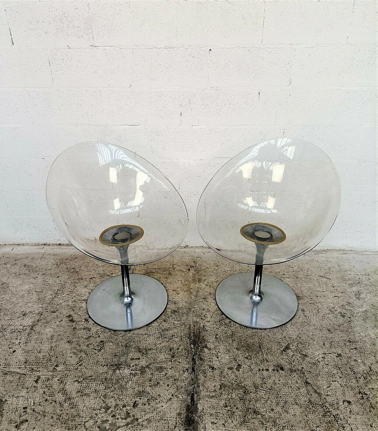 Coppia di sedie girevoli Eros in alluminio e policarbonato di Philippe Starck per Kartell, anni '90 1346855