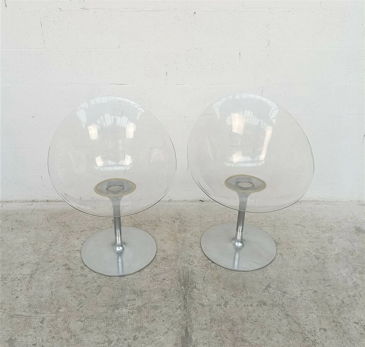 Coppia di sedie girevoli Eros in alluminio e policarbonato di Philippe Starck per Kartell, anni '90 1346856