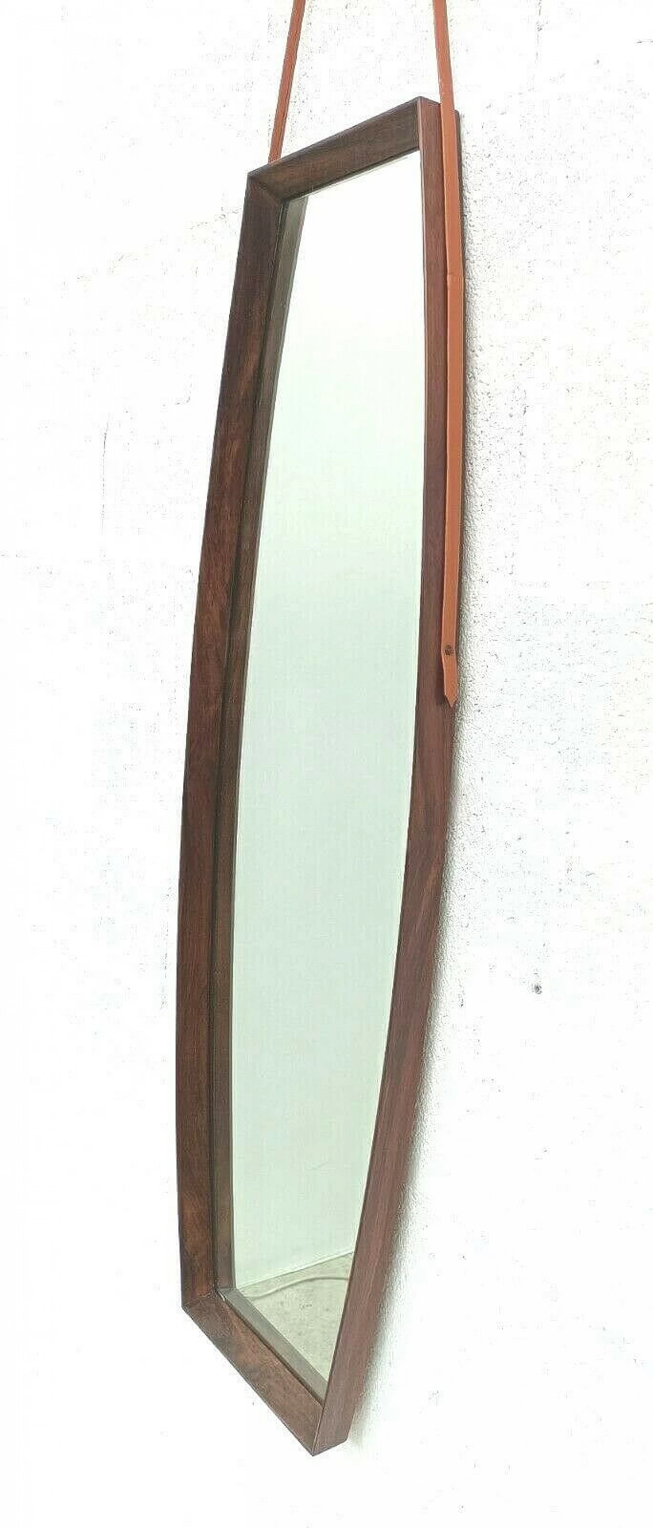 Specchio in stile Scandinavo in teak, anni '60 1346925