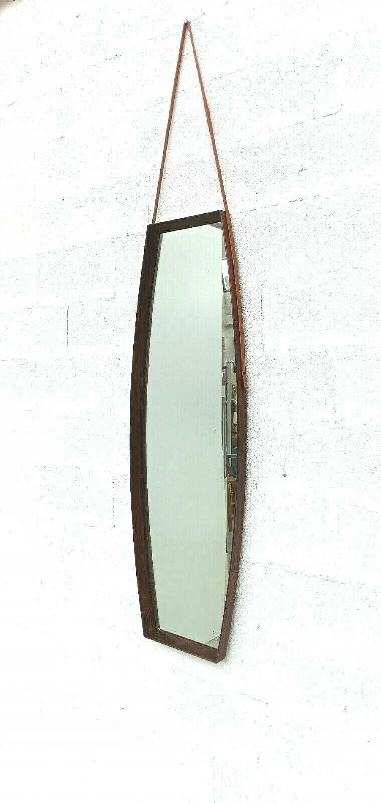 Scandinavian style mirror in teak, 60s 1346927