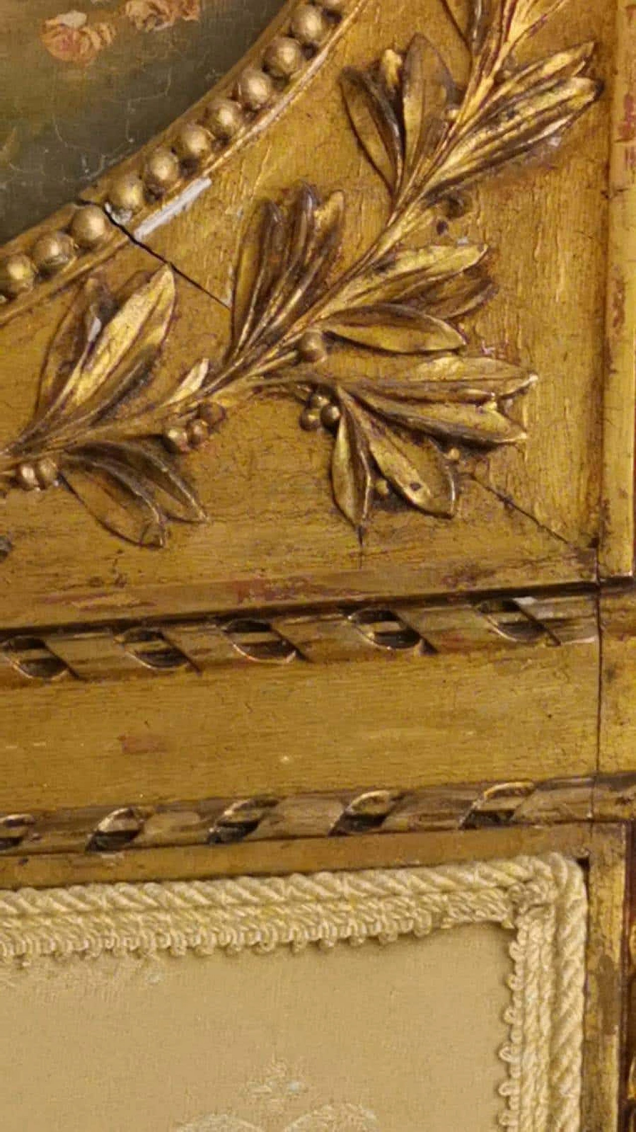 Paravento in stile Luigi XVI in legno dorato con dipinti a olio e vetro smerigliato, anni '20 1347086
