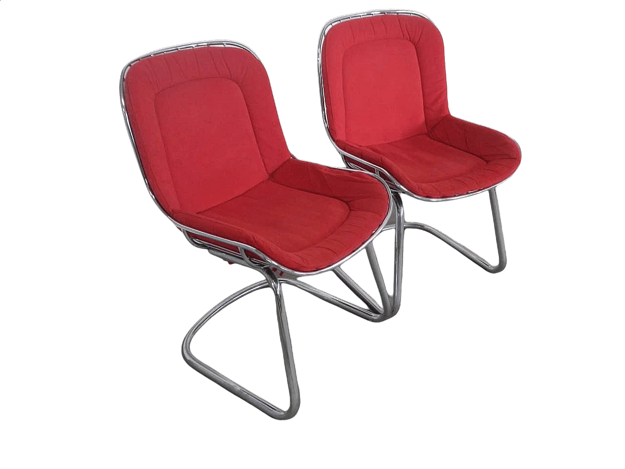 Pair of chromed metal chairs, 1970s 1347088