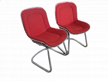 Coppia di sedie cromate in metallo, anni '70