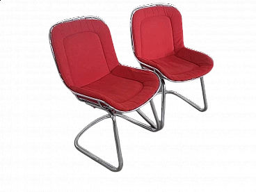 Pair of chromed metal chairs, 1970s