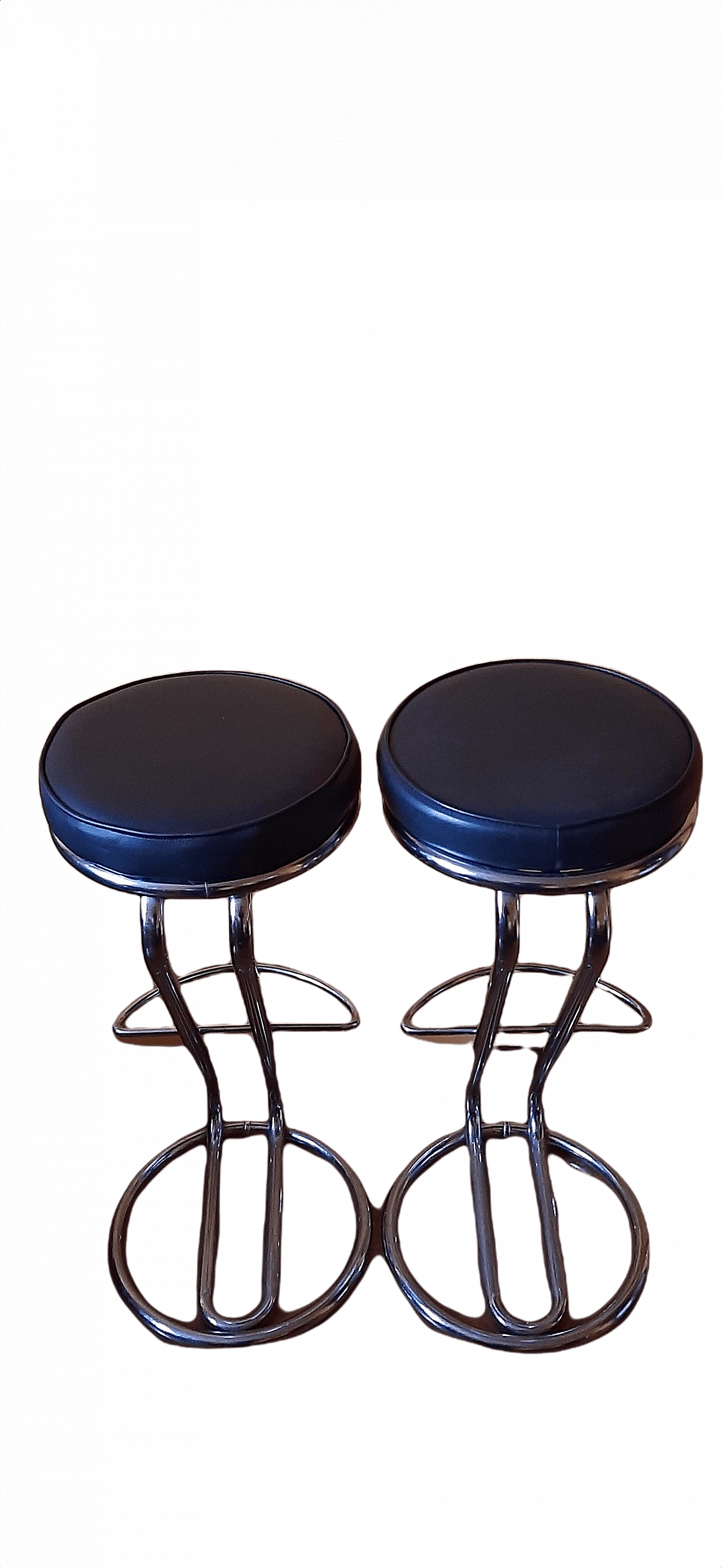 Pair of steel and leatherette stools, 1980s 1347091