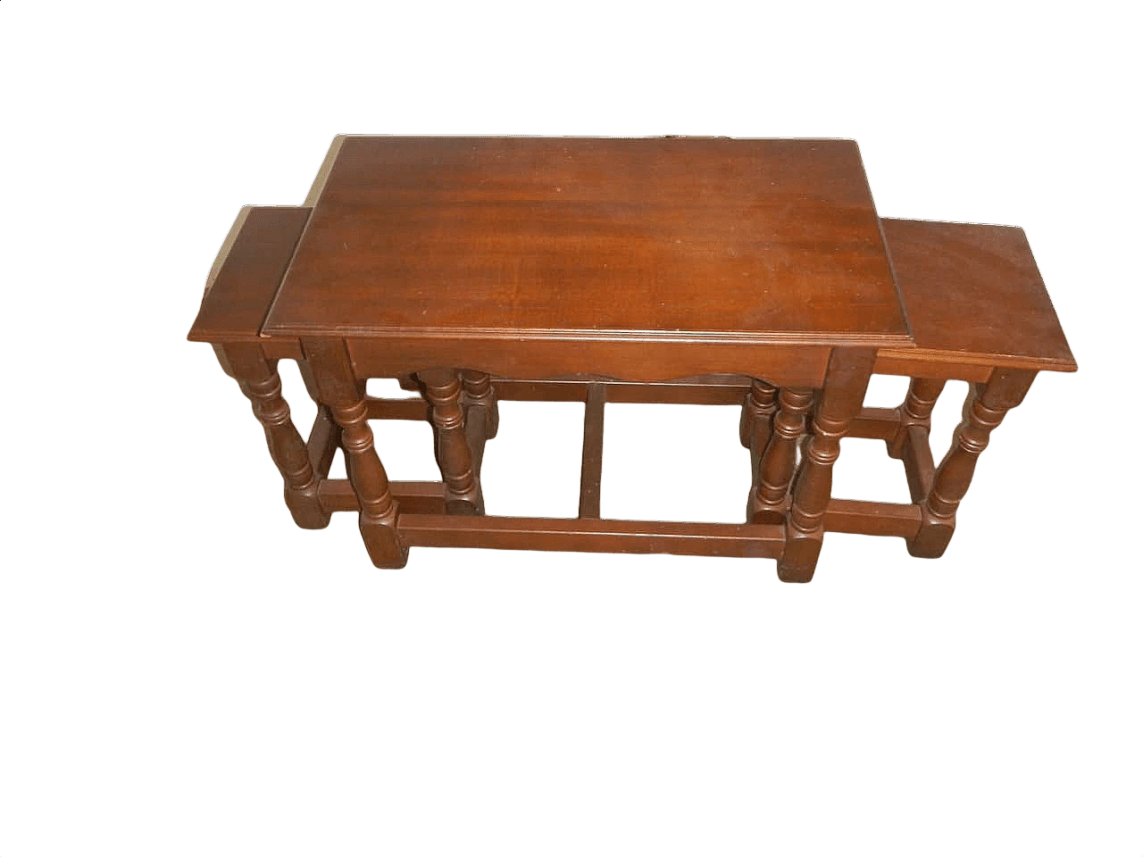 Wooden coffee table with stool holder, 80s 1347187