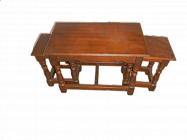 Tavolino in legno con porta sgabelli, anni '80