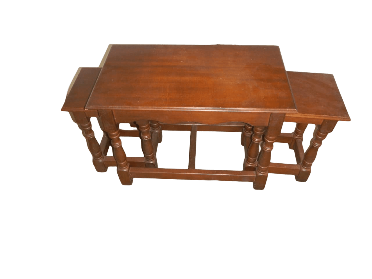 Wooden coffee table with stool holder, 80s intOndo